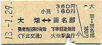 下北交通大畑線の硬券乗車券